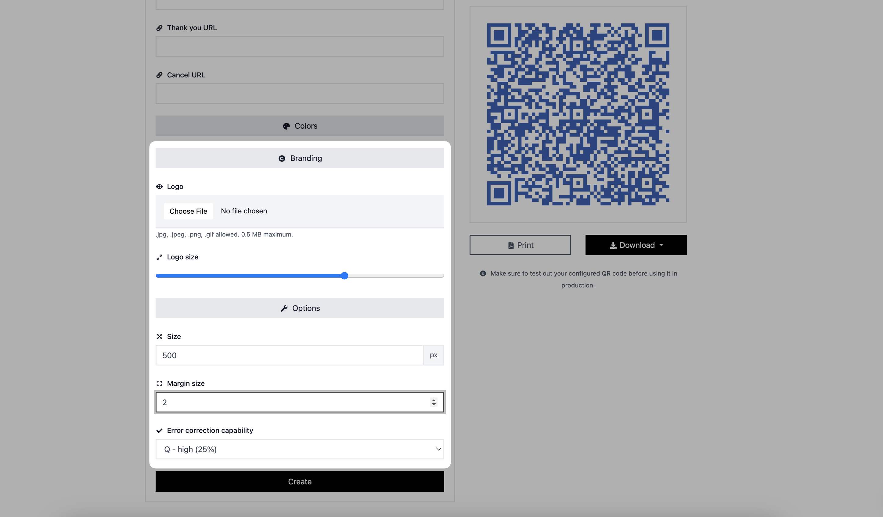 adding logo and adjusting size of paypal qr code