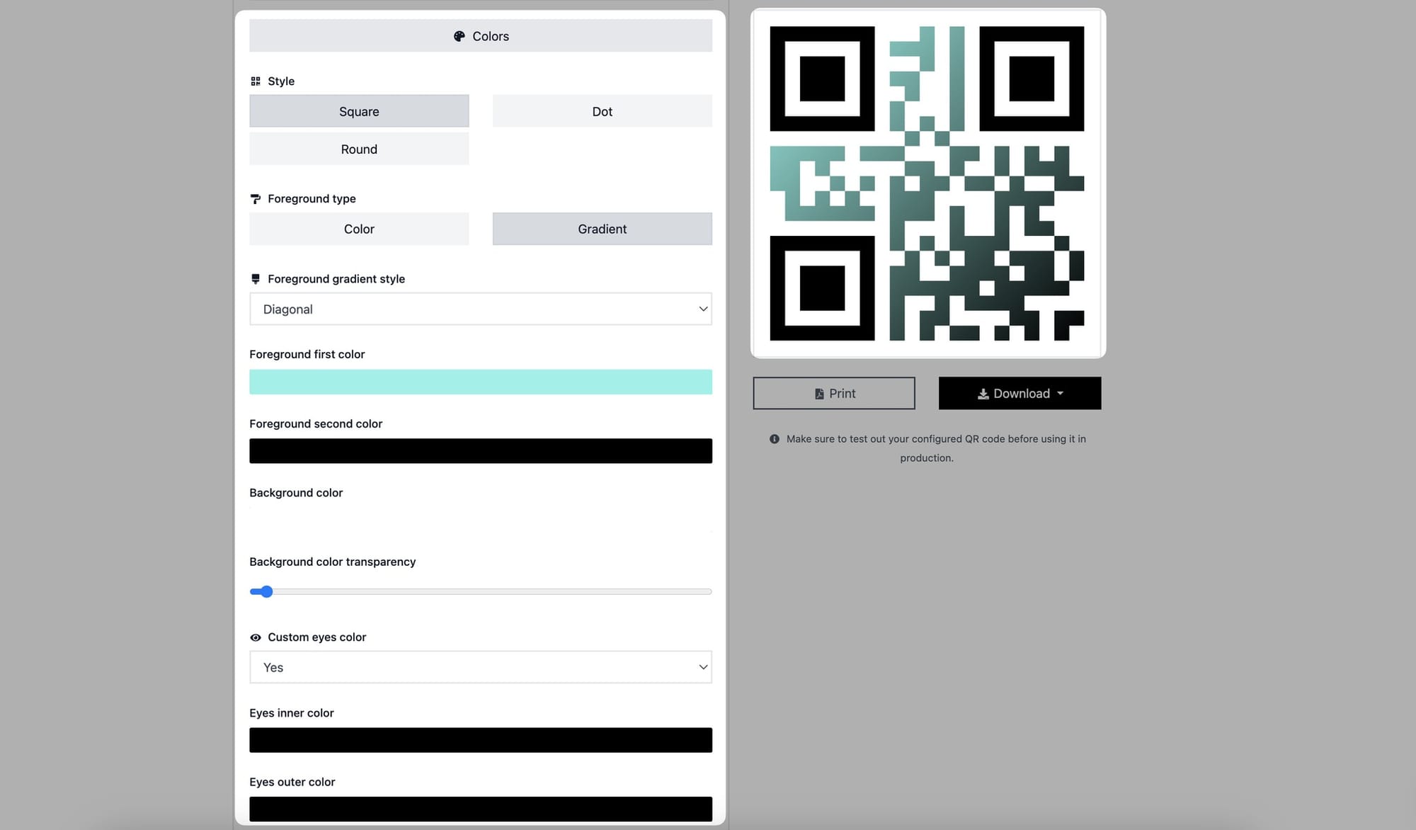 adjusting colors of location qr code