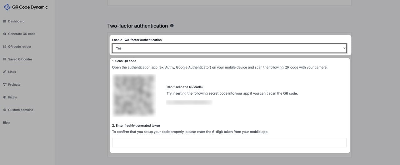 adjusting details of two factor authentication