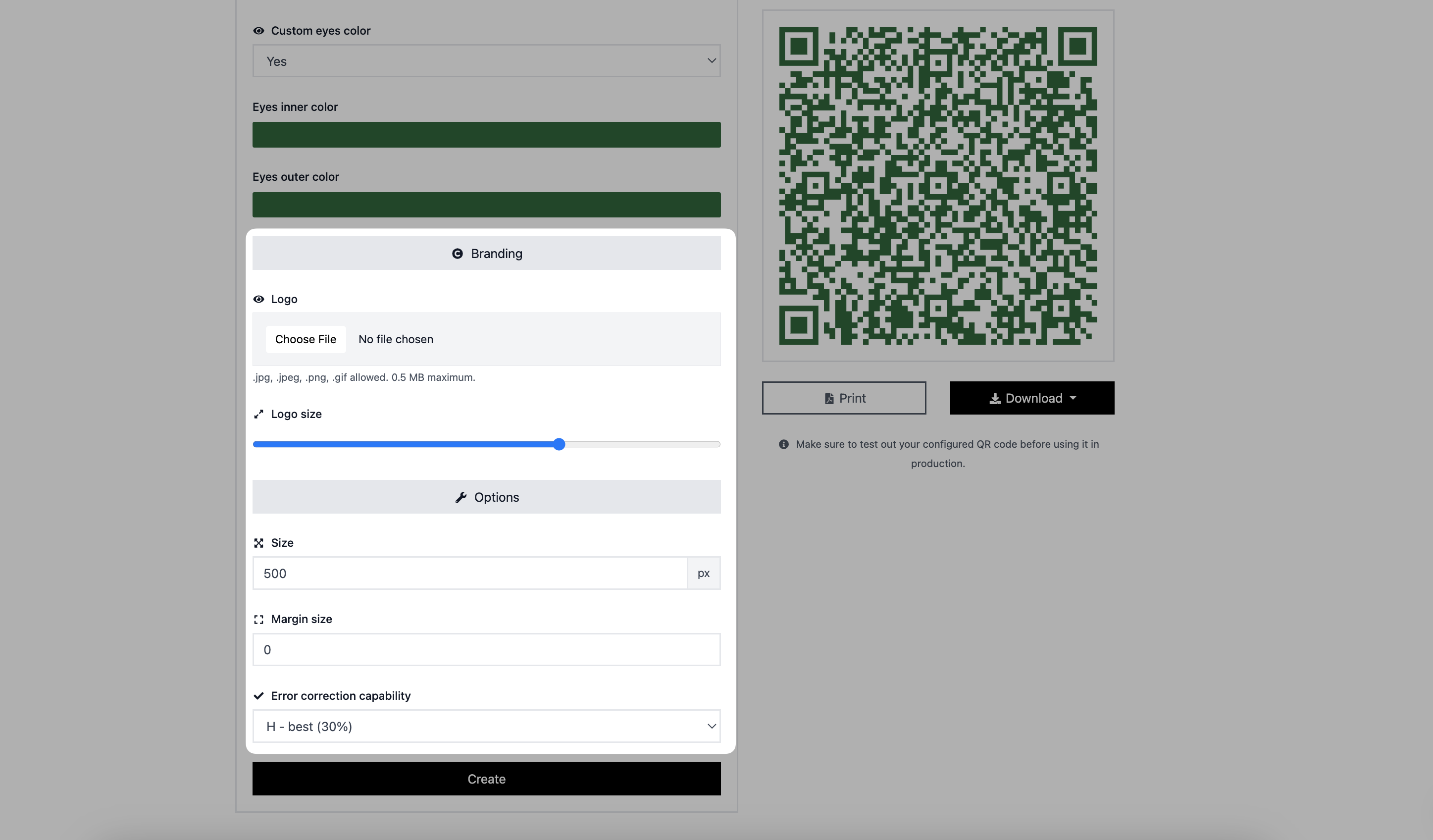 branding and options parts of an event qr code