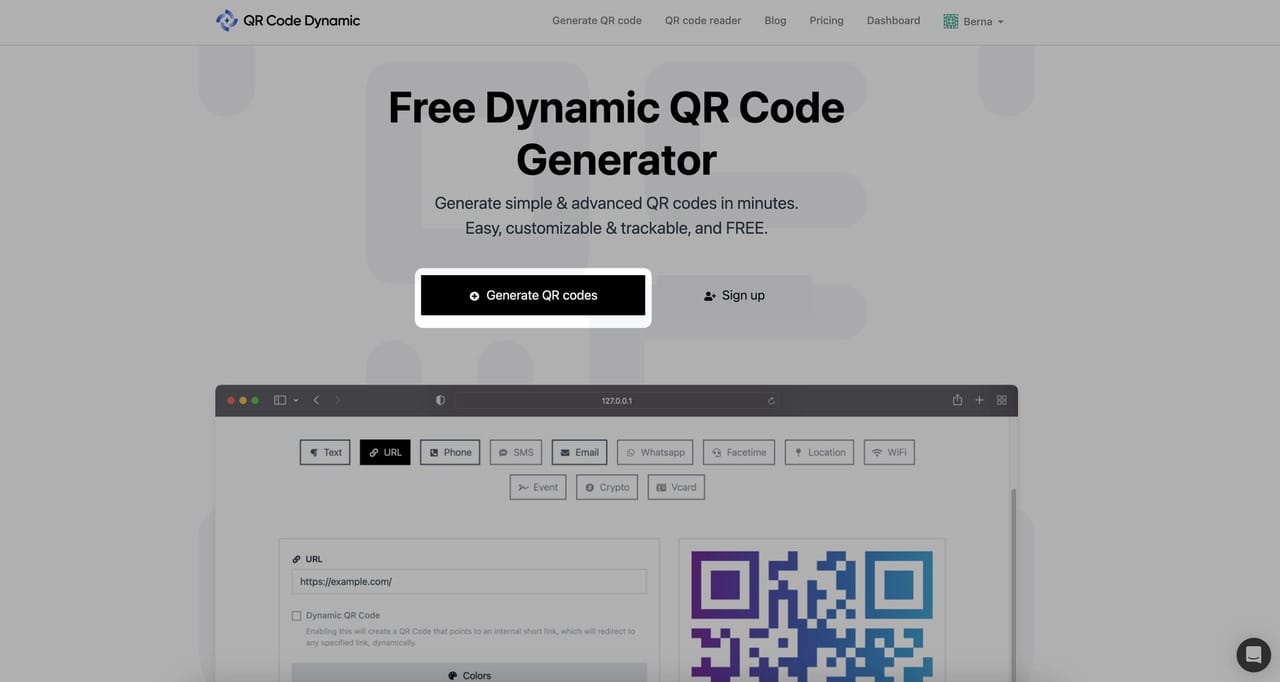 click generate qr codes button