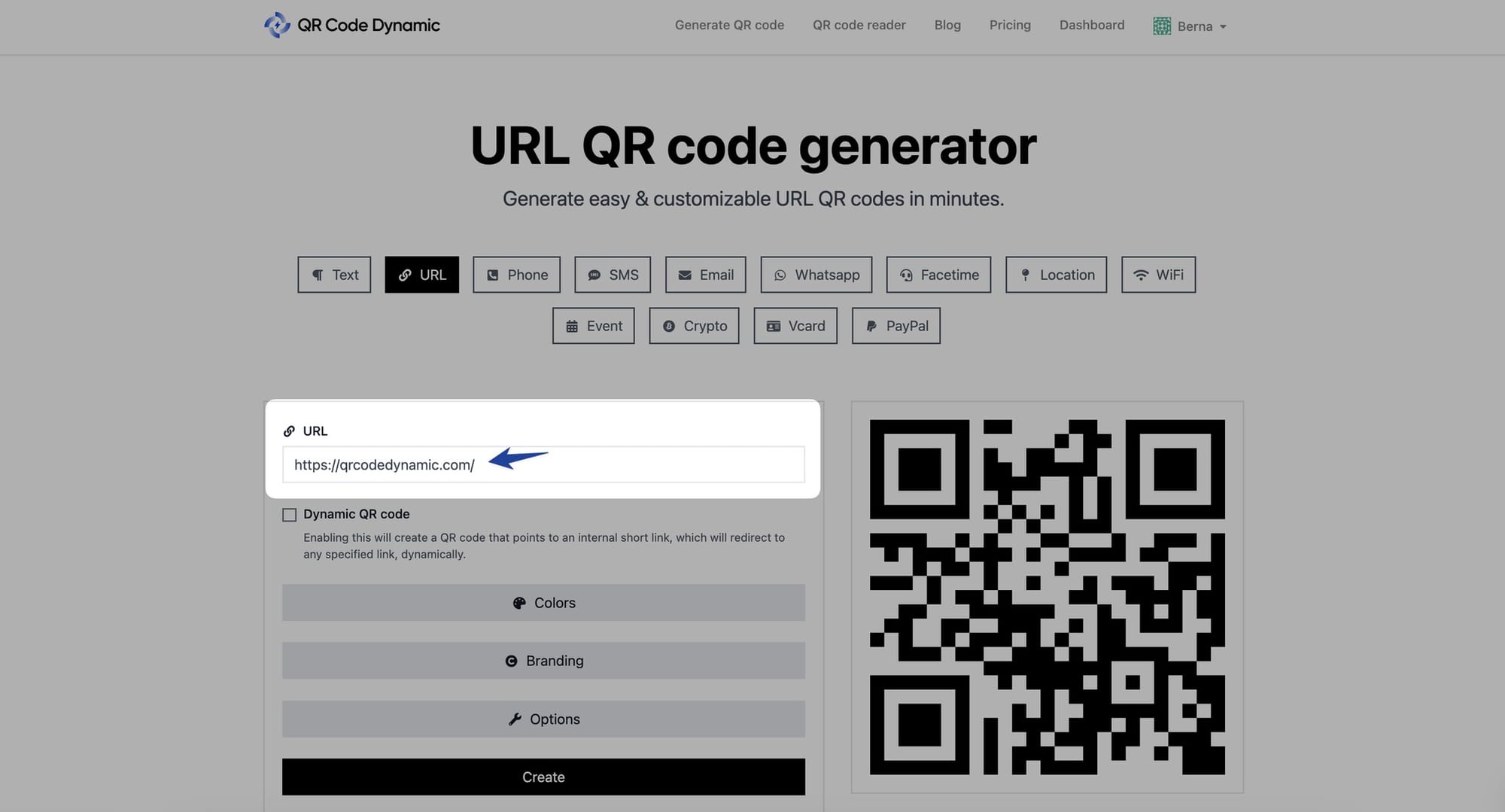Enter the information into the QR code