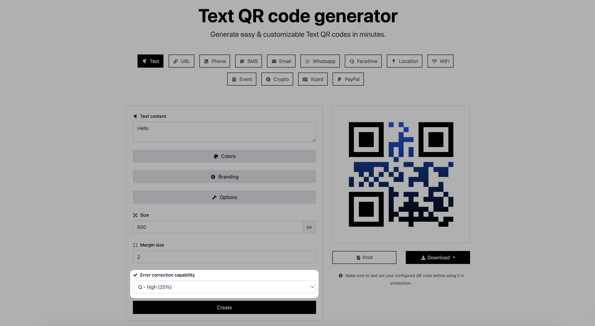 error correction capability part of a qr code