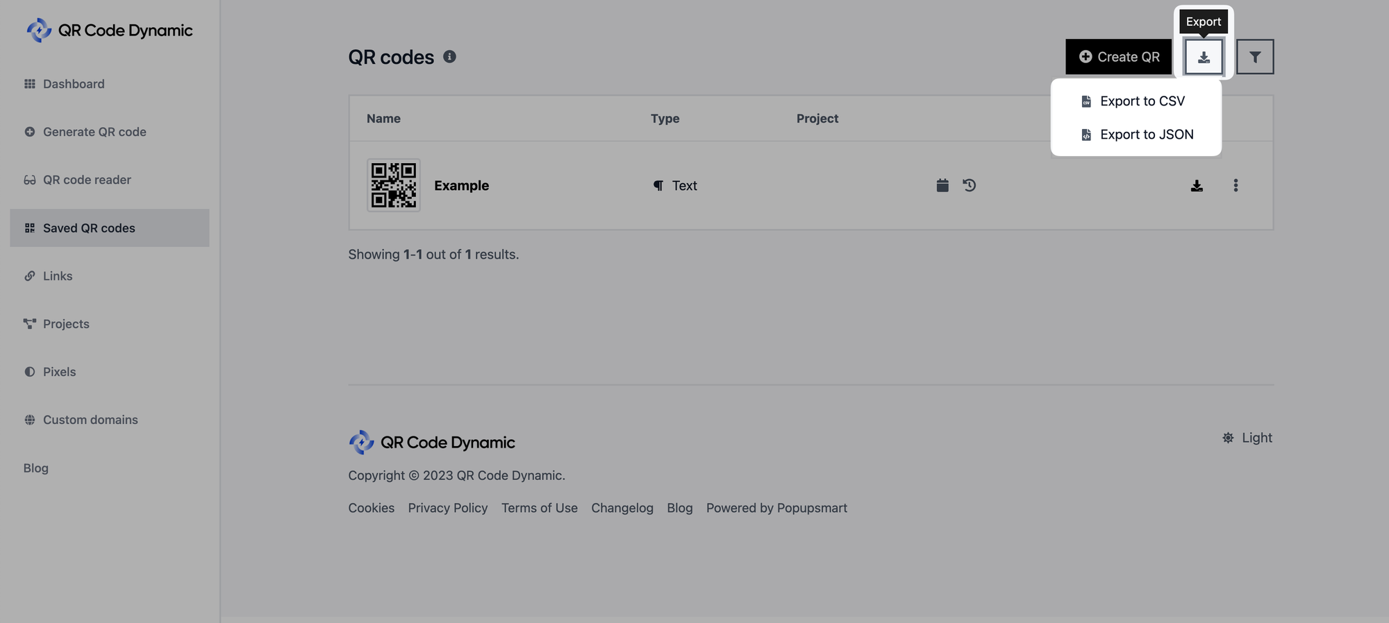 exporting qr codes