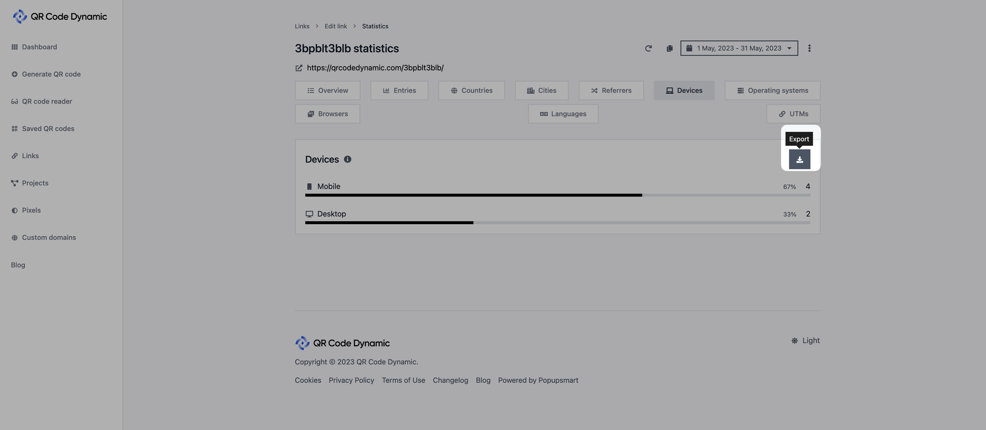 exporting statistics data